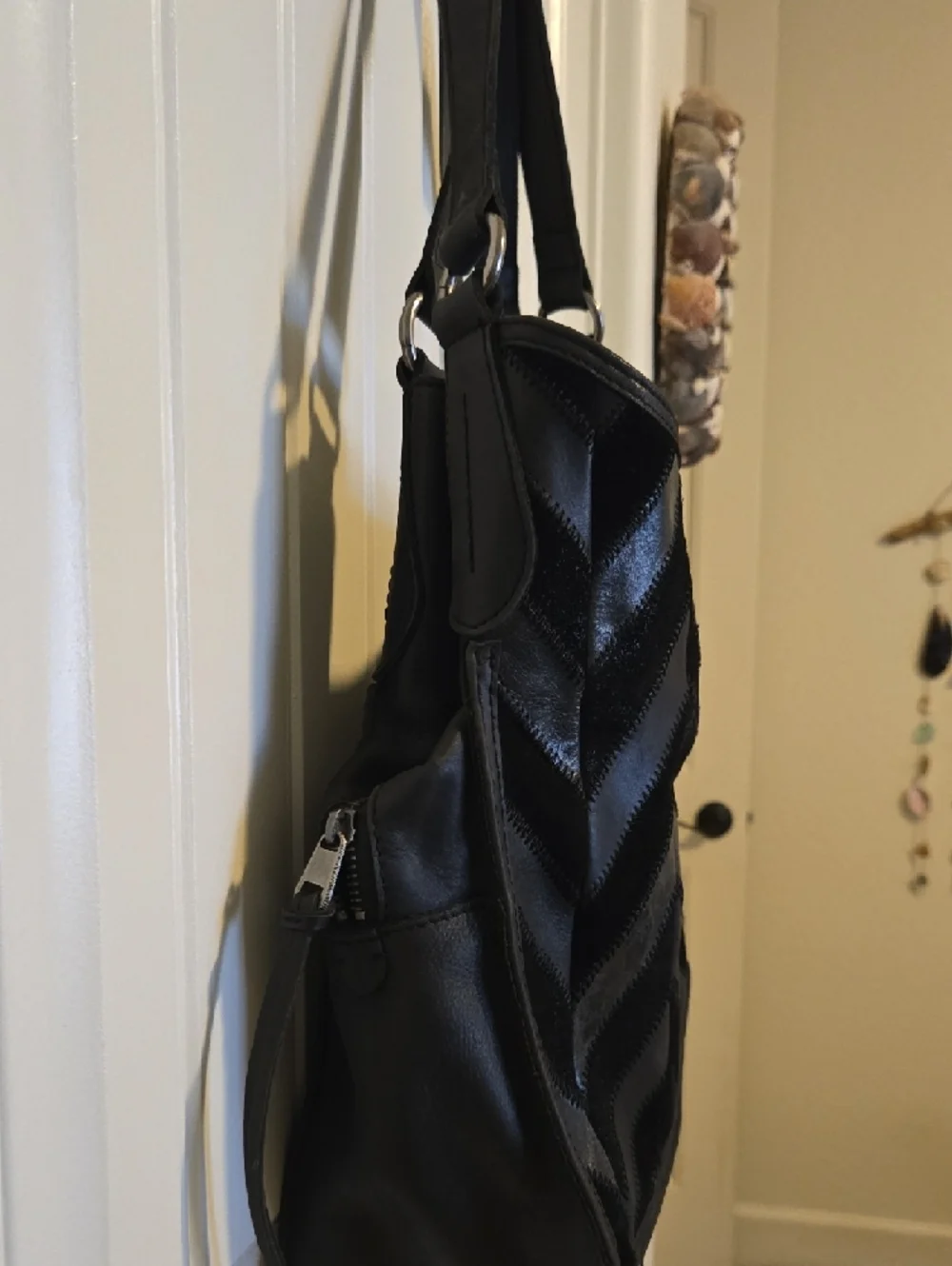The Sak Collective Salinas Triple Compartment Black Leather Double Handle - Picture 12 of 12